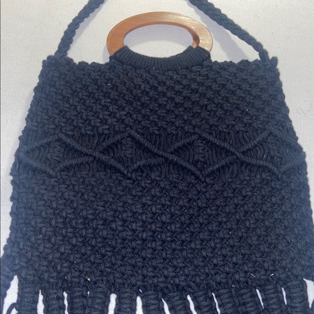 Danielle Nicole Macrame Crossbody Bag With Wooden… - image 3